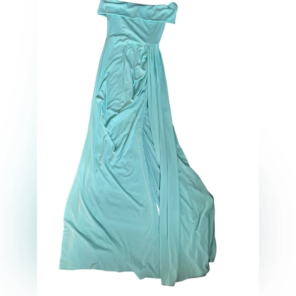 SHEIN Off-Shoulder Mint Maxi Maternity Dress - Picture 3 of 5